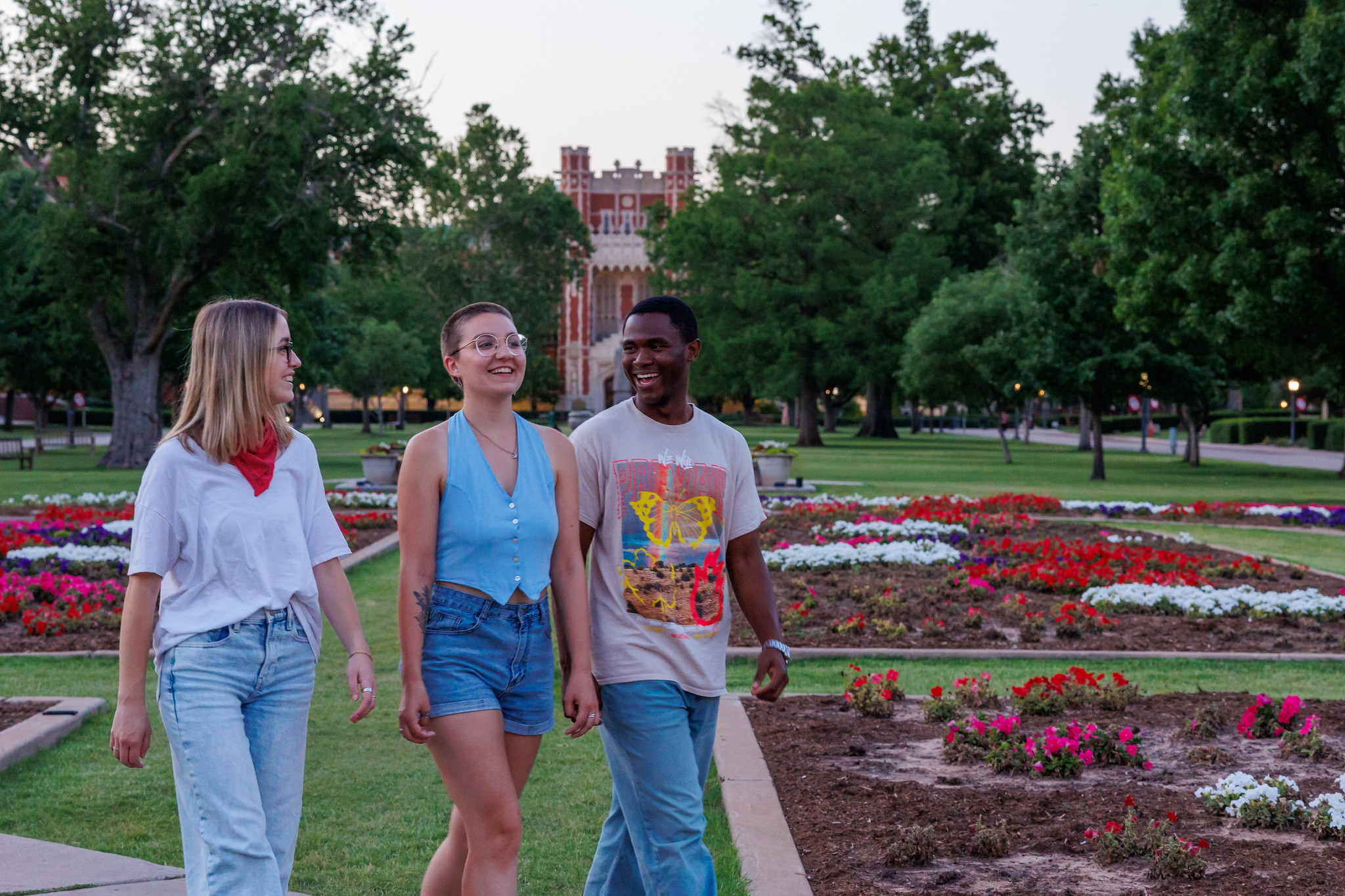 Students walking across South Oval