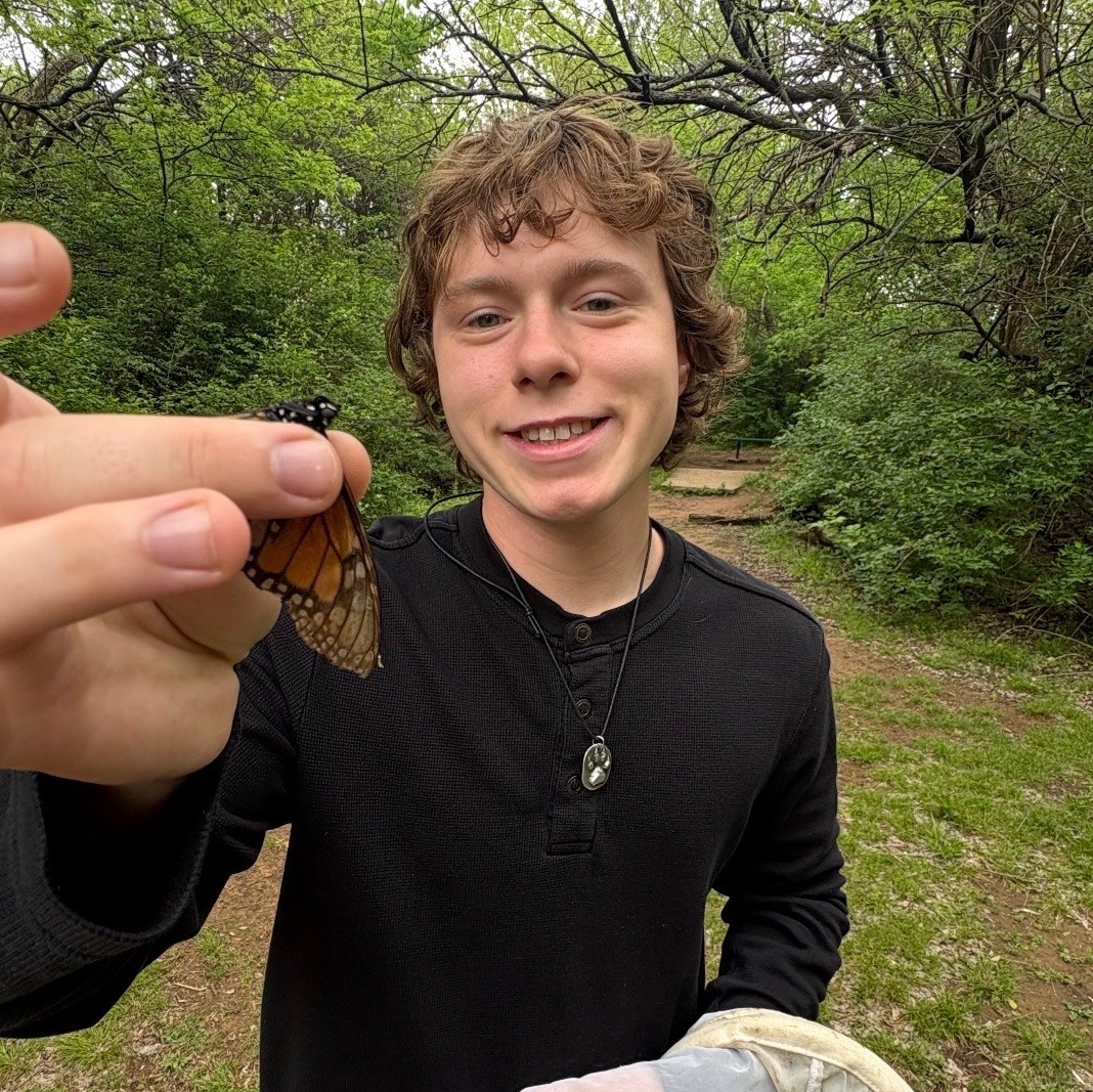 Photo of Gibby and butterfly