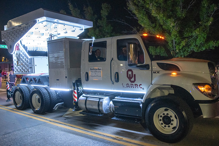An ARRC truck doing research at night.