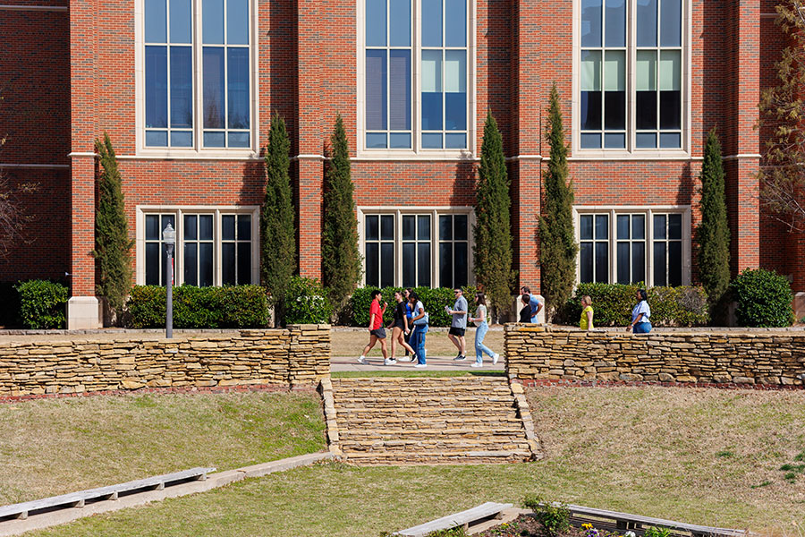 A group touring campus.