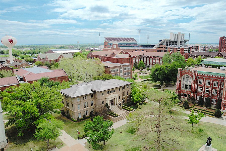 aerial view of OU norman campus