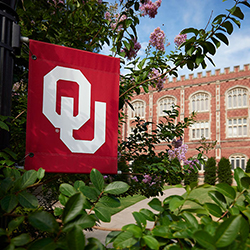 Image of OU flag on campus.