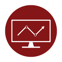 A computer icon featuring a trend line
