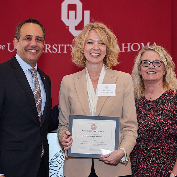 OU President Joseph Harroz, Alison Baker and Rhonda Hill