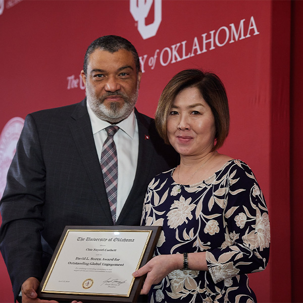 OU Provost Andre Wright and Iona Cionea