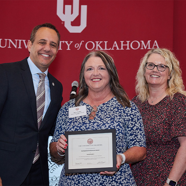 OU President Joseph Harroz, Darla Madden and Rhonda Hill