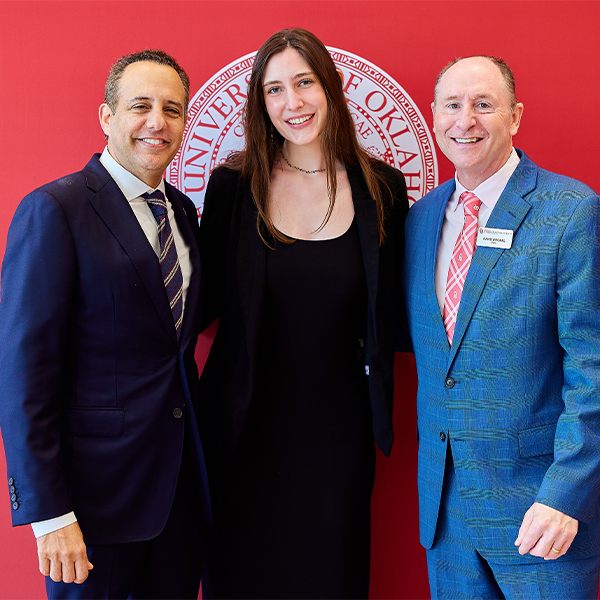 OU President Joseph Harroz, Jr., Julie Dawkins and OU CAS Dean David Wrobel
