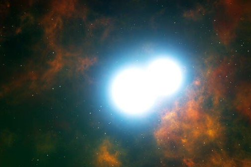 An artist's rendition of a white dwarf merger.