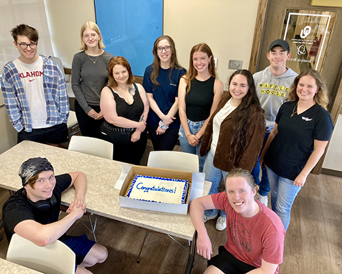 OU Russian Studies Students at the spring party celebrating their achievements.