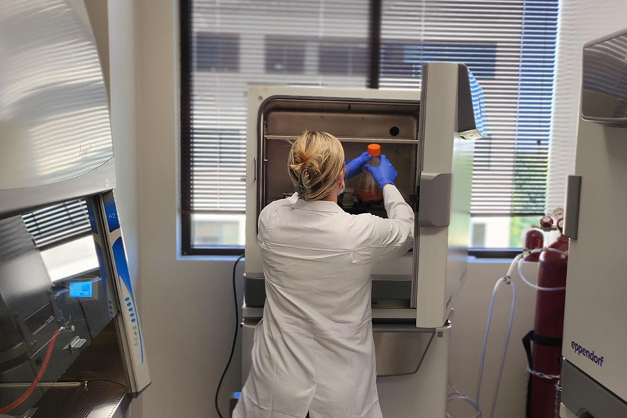 Student working on a piece of equipment.