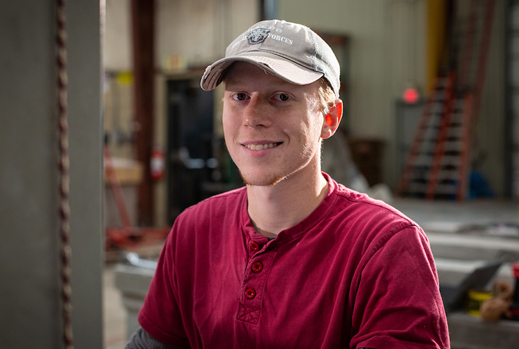 Student working on bridge element in Fears Lab.