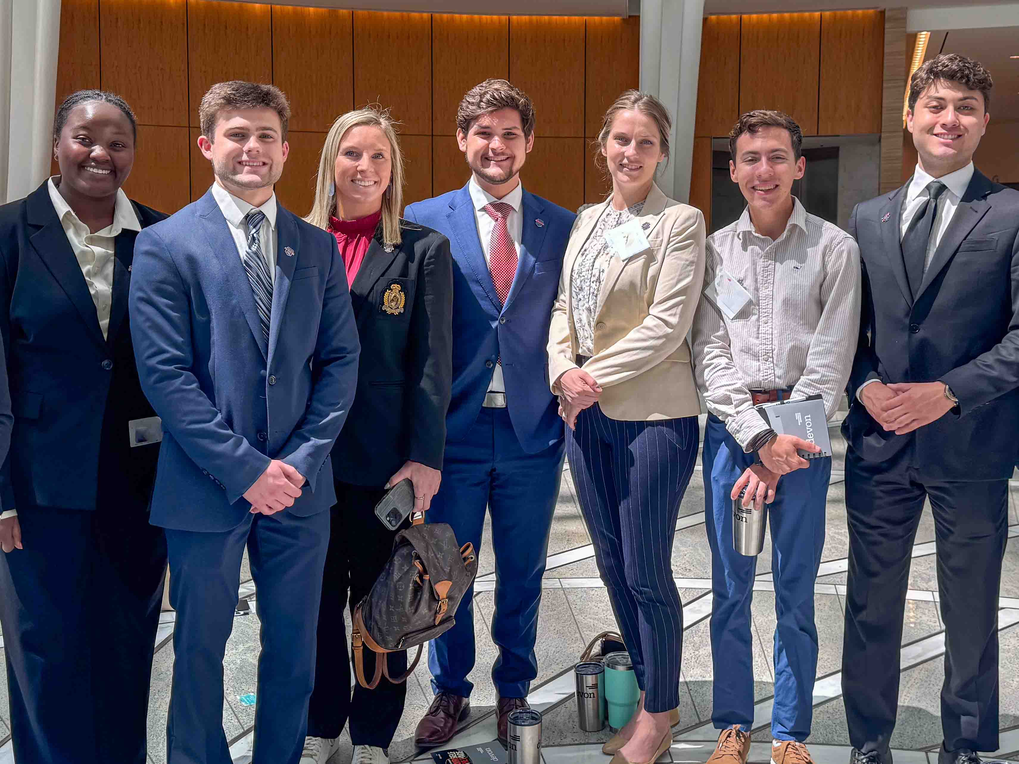 People standing in a lobby