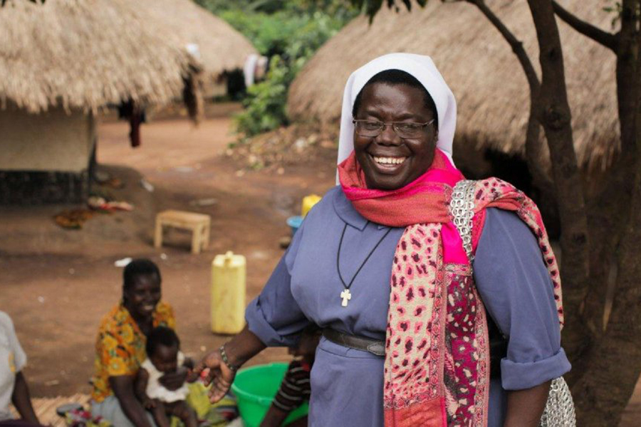 Sister Rosemary Nyirumbe speaking with OU students
