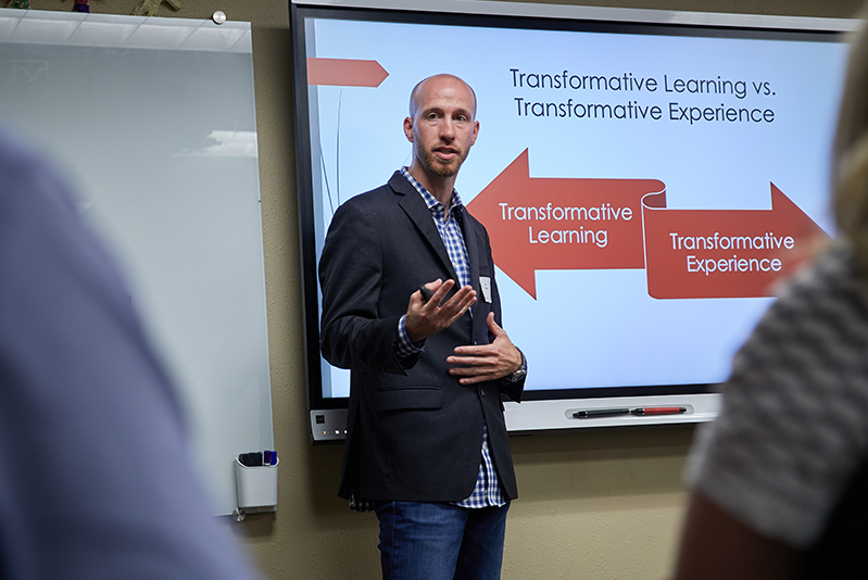 Ben Heddy lecturing to guests