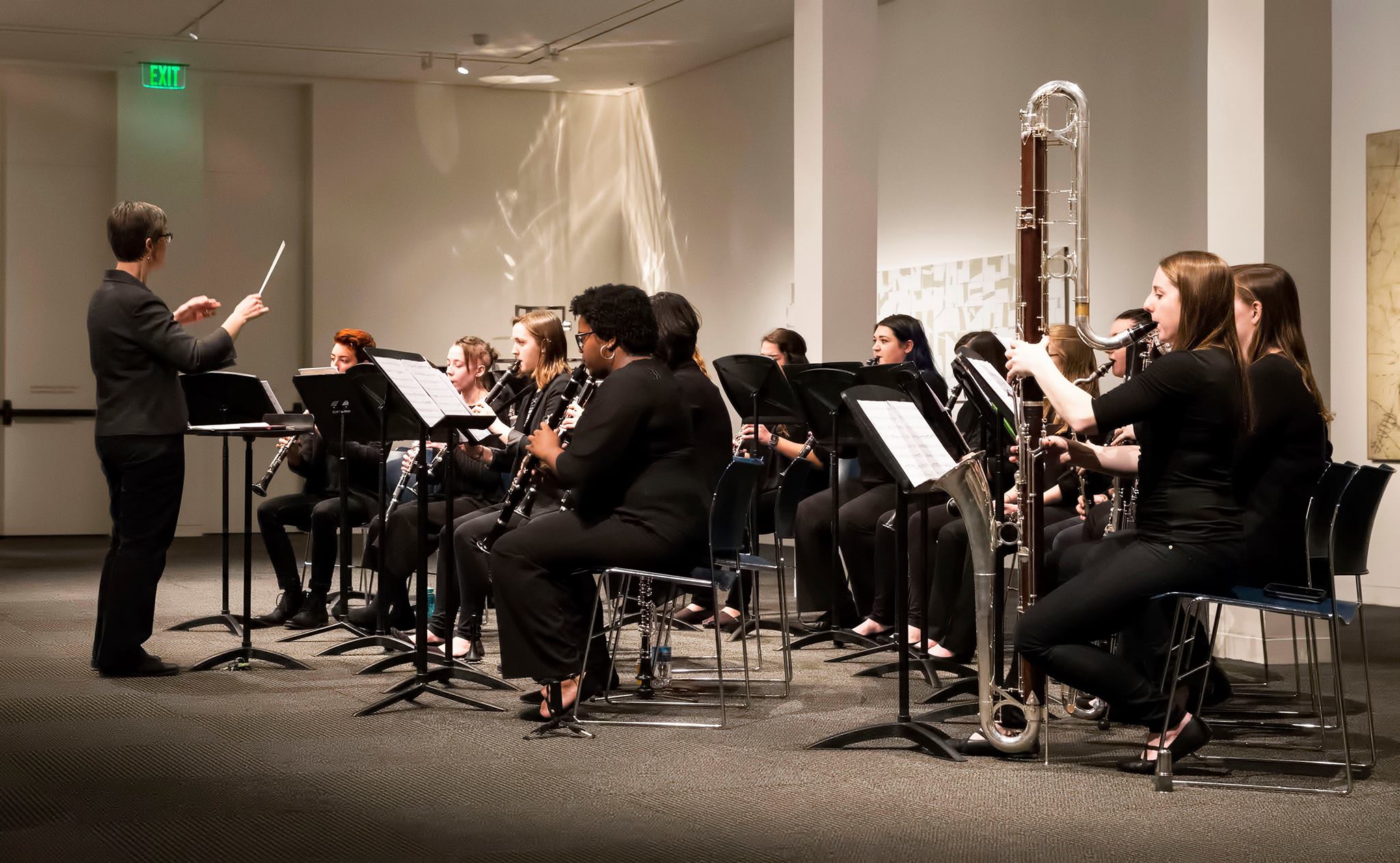 The OU Clarinet Choir performs in the Sandy Bell Gallery at the Fred Jones Jr. Art Museum.