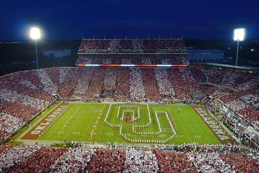 OU Marching Band in OU formation