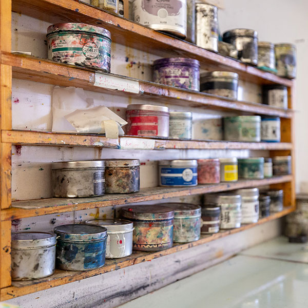 Close up of printmaking inks. 