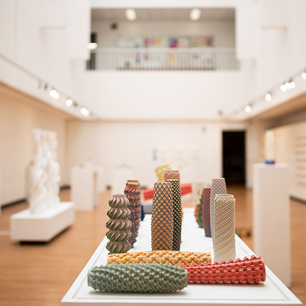 Lightwell Gallery, featuring sculptures in the foreground.