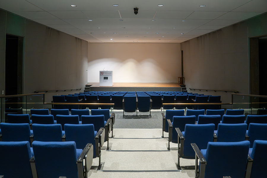 The interior of the Mary Eddy and Fred Jones Auditorium.