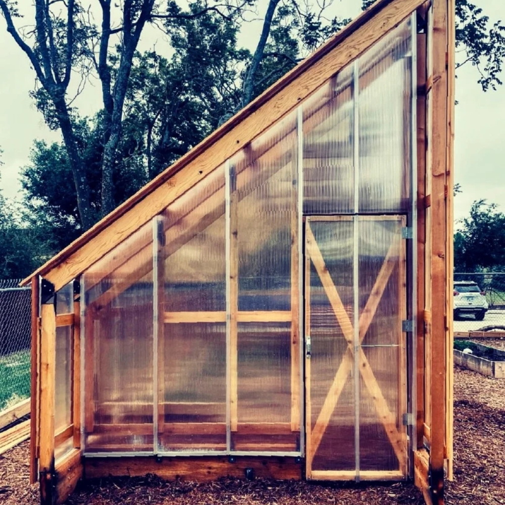 The exterior of the Engage Community Greenhouse.