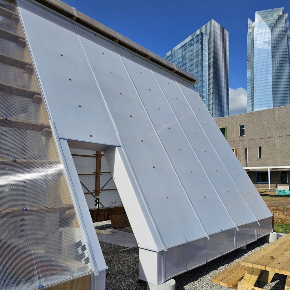 The exterior of the John Rex Urban Farming Lab.