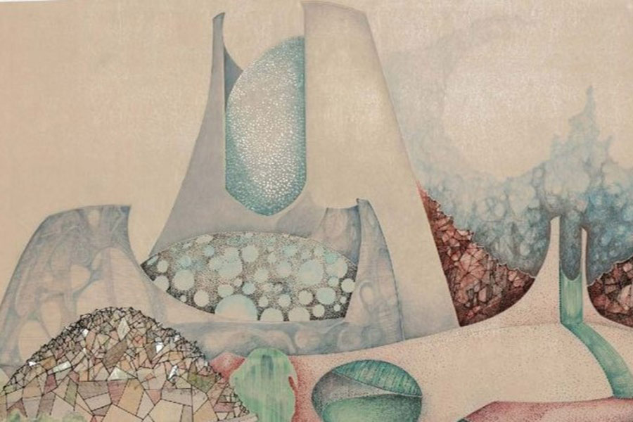 Artwork created by Ernest Burden, 1955, American School Archive, OU Libraries.