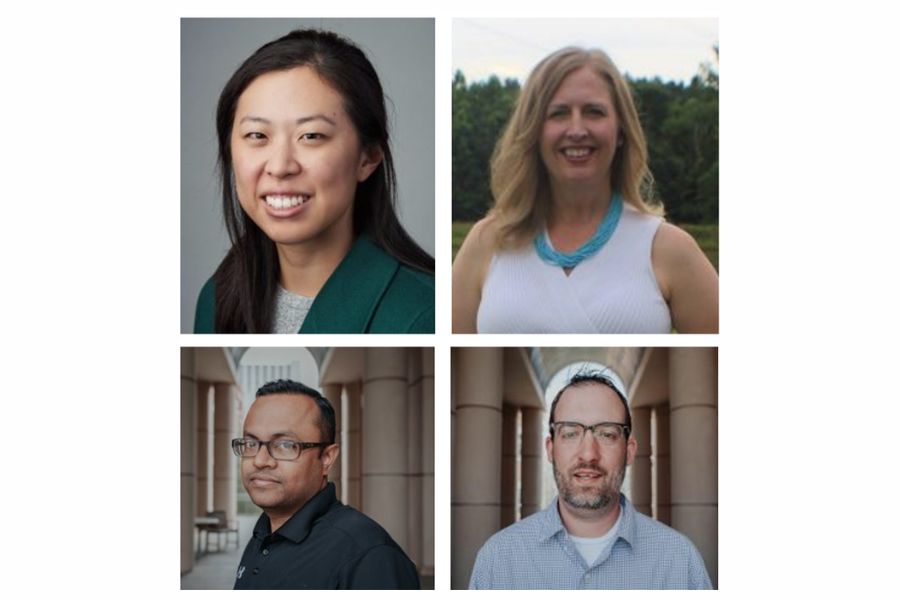 Four profile images of professors at Gibbs College at O U in a 2 by 2 grid