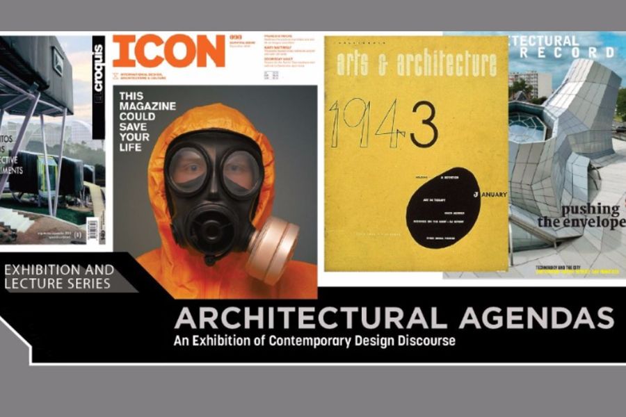 Feature image of Architectural Agendas cover highlighting multiple projects. 