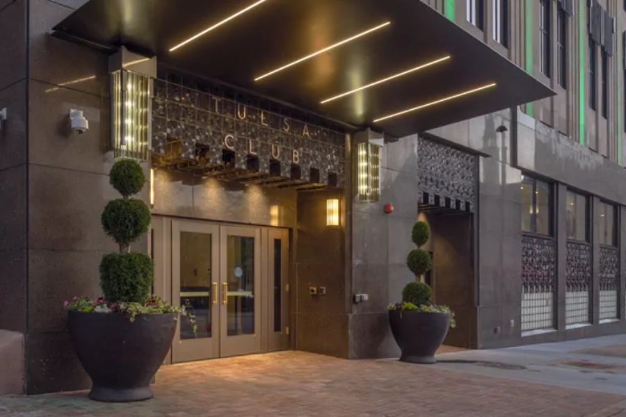 Front facade of the Tulsa Club ground floor entrance