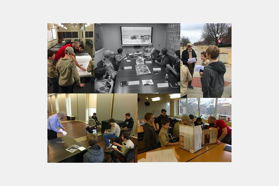 Scouts earning their Architecture Merit Badge at Gibbs College.