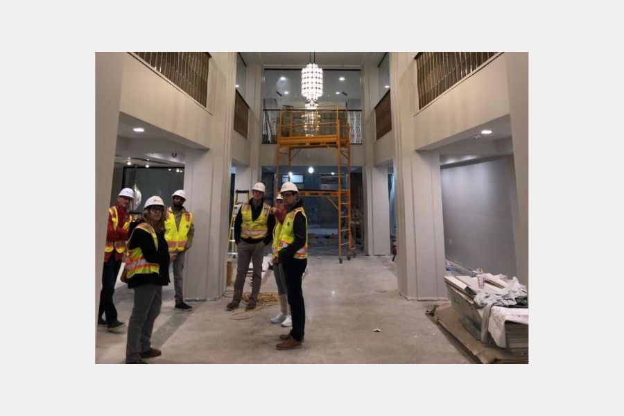 Students during their visit to the construction site.