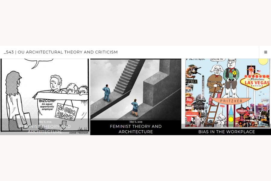 Collection of thumbnail images from a criticism architecture journal