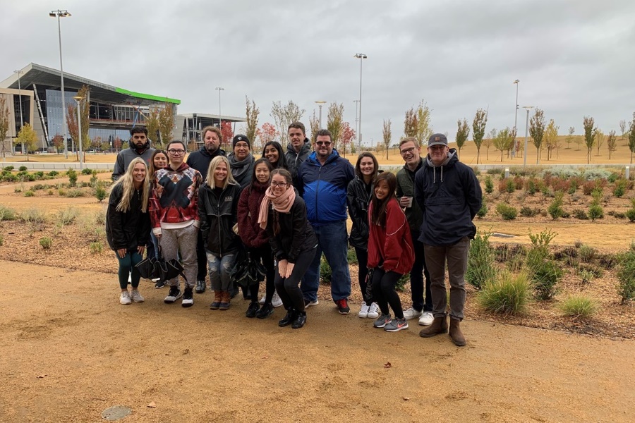 Environmental Design students at Scissortail Park.