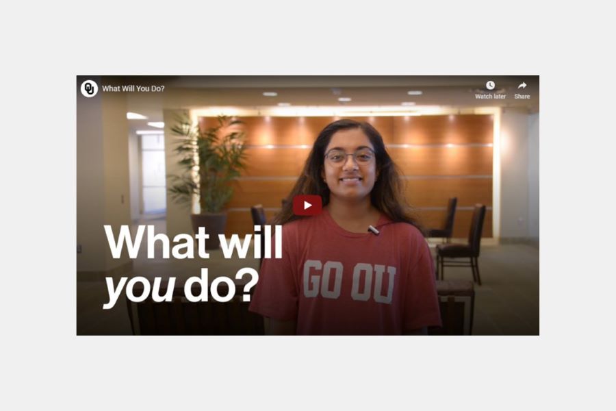 A student in Gould Hall with the text What will you do?