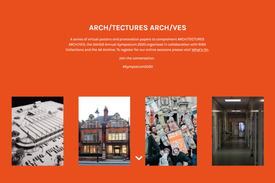 Conference webpage with orange background and four image thumbnails