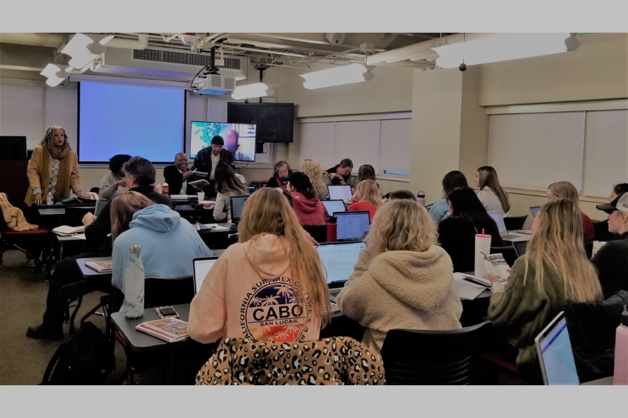 Rosetta Funches and museum board members presenting to Interior Design class.