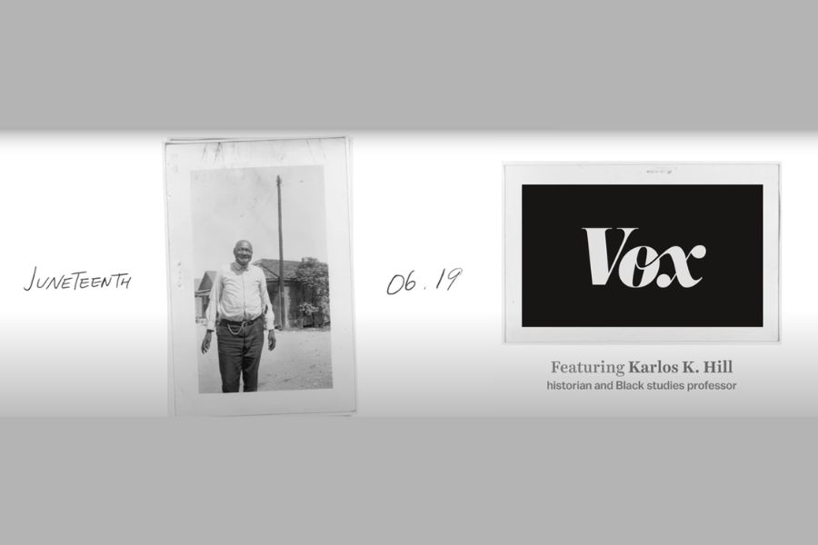 Thumbnail displaying Juneteenth 06.19 Vox Featuring Karlos K. Hill historian and Black studies professor