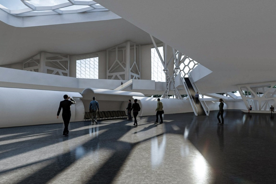 Digitally rendered interior design. 