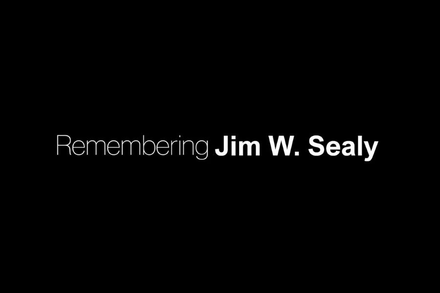 The text "Remembering Jim W. Sealy" on a black background.