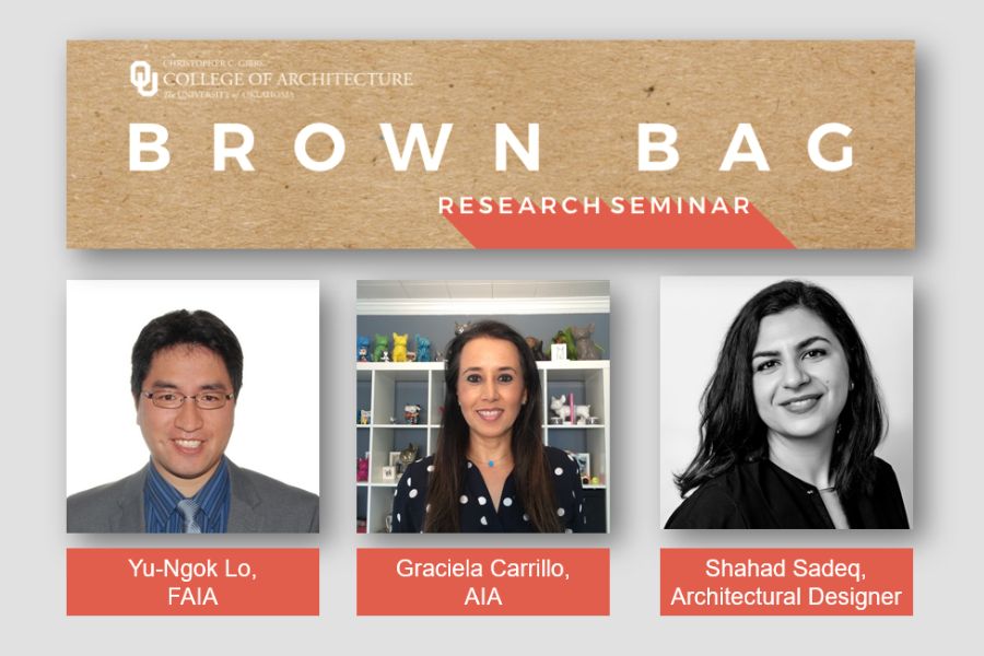 Promotional graphic for a Brown Bag Research Seminar featuring headshots of Yu-Ngok Lo, Graciela Carrillo, and Shahad Sadeq.