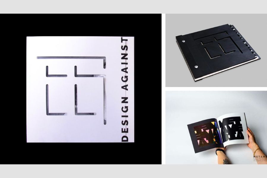 A collage of photos showing the "Design Against" issue of Telesis.