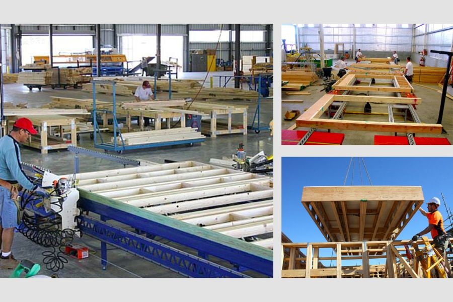 Panelized components used in homebuilding.