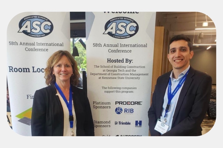 Tamera McCuen and Emad Najmi Sarooghi at the Annual International Associated Schools of Construction Conference in Atlanta, Georgia.