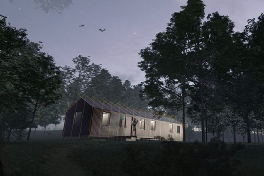 A rendering of a Ranger Cabin by Hiroki Mishima and Quentin Puiseux.