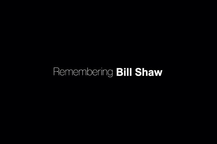A black background with the words Remembering Bill Shaw in white text. 