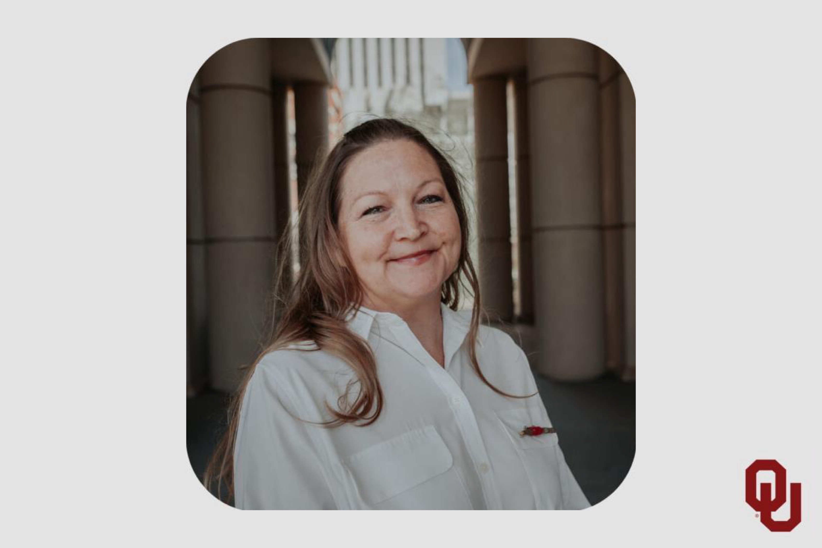 Mia Kile with O U logo. 