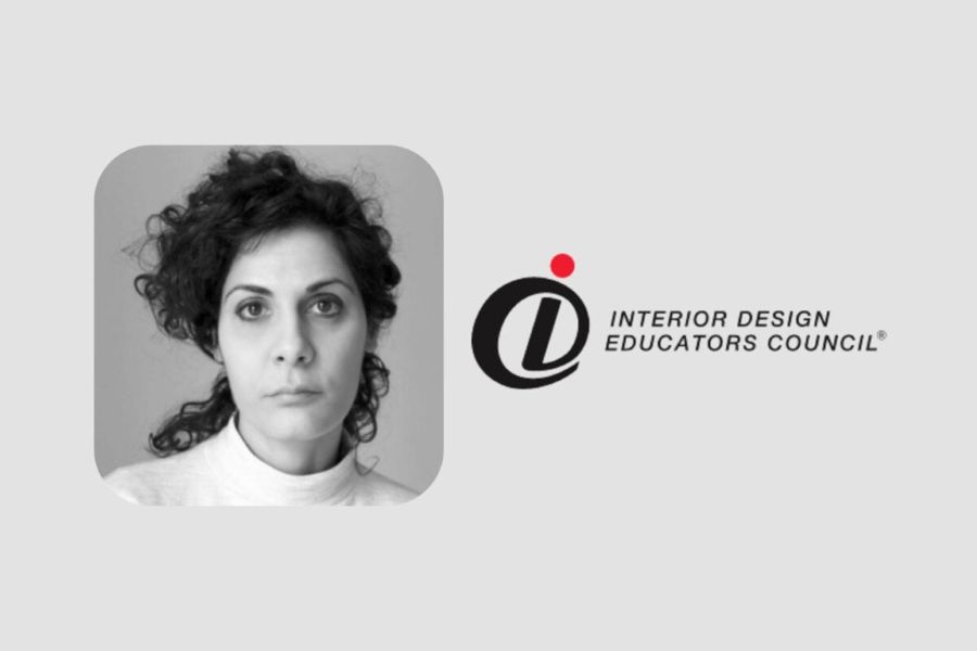 Tiziana Proietti with the logo for the Interior Design Educators Council.