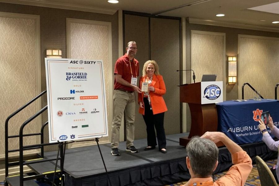 Matt Reyes receiving his award.