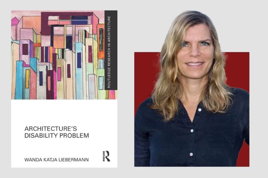Wanda Liebermann with the cover of her book entitled Architecture's Disability Problem.