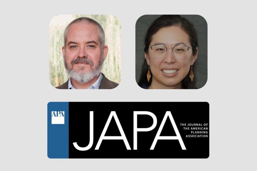 John Harris and C Aujean Lee with the logo for the Journal of the American Planning Association.